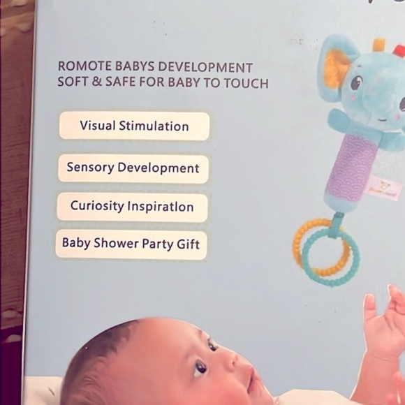 Brand New Baby Carseat Stroller Toy Security Blanket & Rattle Set Blue Elephant - Picture 9 of 13